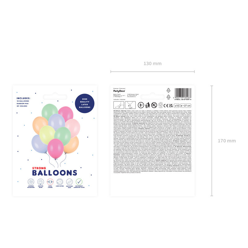 10 stk Standard mix pastelfarvet balloner - str 10" 10 stk Standard mix pastelfarvet balloner - str 10"