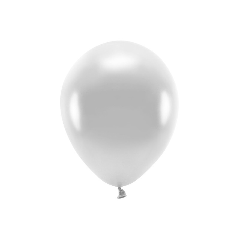 100 stk. Økologiske Metallic sølv balloner str. 12"