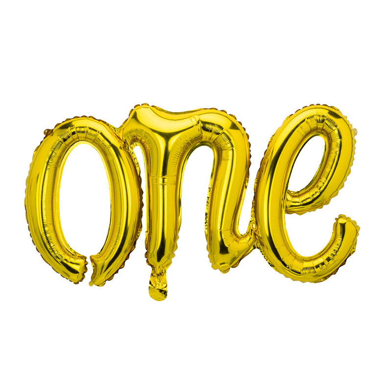 One - tekst 26" guld- folieballon