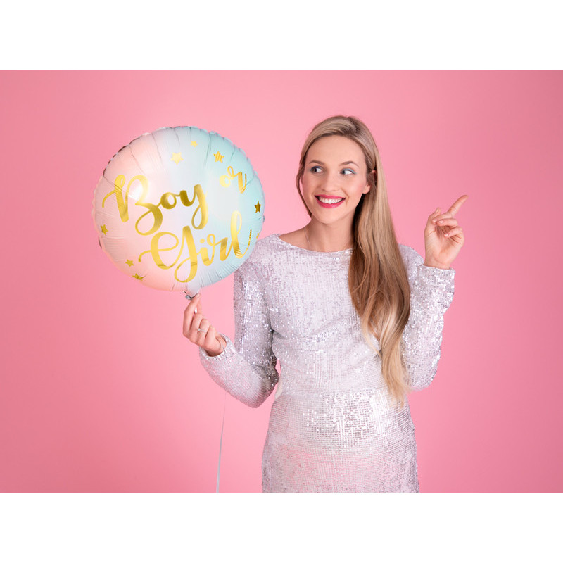 Boy or Girl Skinnende Folieballon til Babyshower - Kan Fyldes Igen og Igen Boy or Girl Skinnende Folieballon til Babyshower - Kan Fyldes Igen og Igen