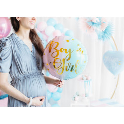 Boy or Girl Skinnende Folieballon til Babyshower - Kan Fyldes Igen og Igen Boy or Girl Skinnende Folieballon til Babyshower - Kan Fyldes Igen og Igen