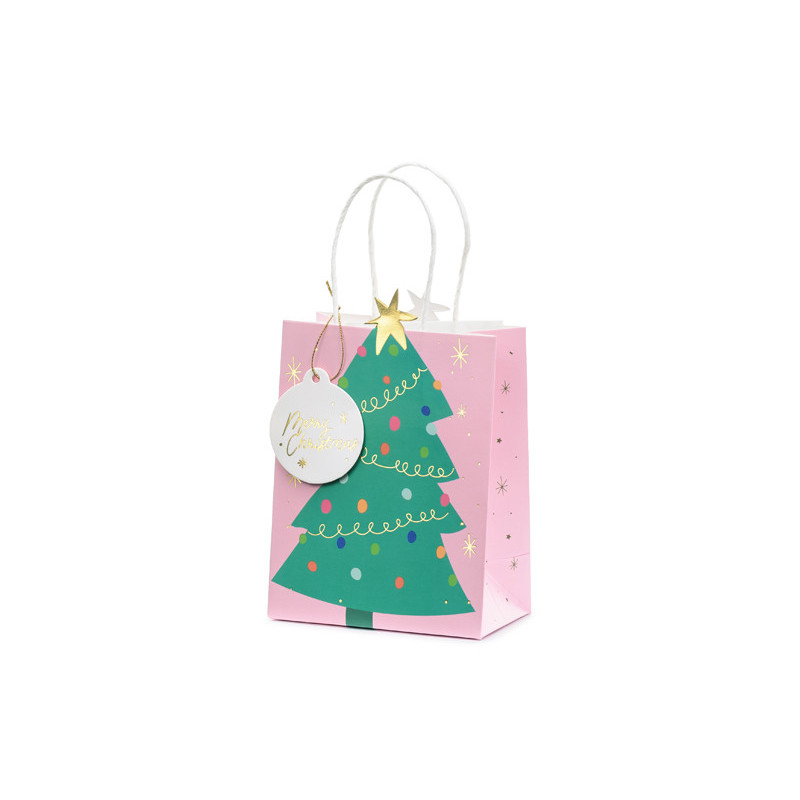 1 stk Juletræs gavepose med hank 14x20,5x8cm
