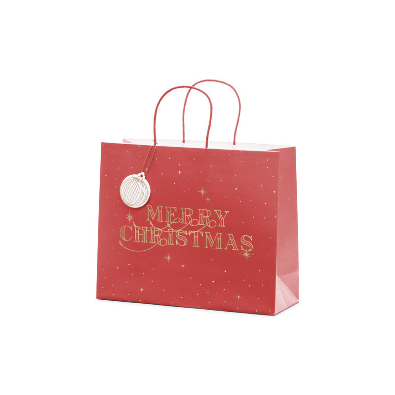 1 stk Jule gavepose med hank, rød 32,5x26,5x11,5cm