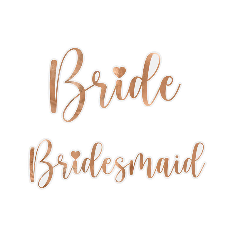 Glass stickers ''Bride & Bridesmaid'', rose gold (1 pkt / 6 pc.)