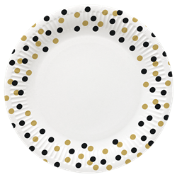 8 stk Paptallerkner Konfetti - 23 cm Plastik fri