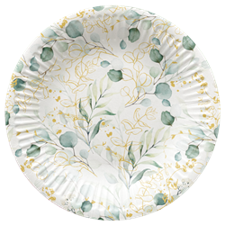 8 stk Paptallerkner Guld eukalyptus - 18 cm Plastik fri