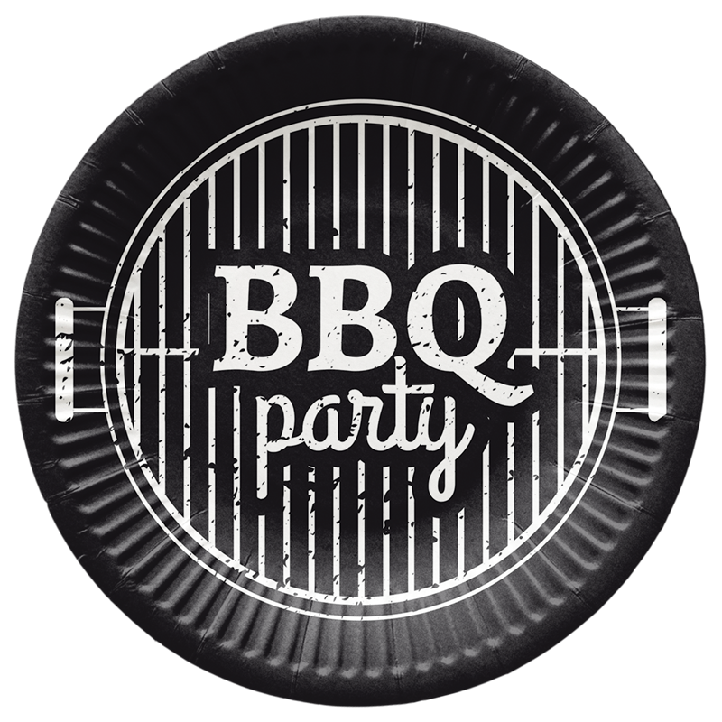 8 stk Paptallerkner BBQ Party - 18 cm Plastik fri 