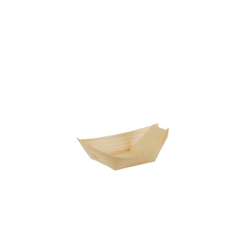 50 stk. Engangsskål båd træ 8,5 x 5,5 cm