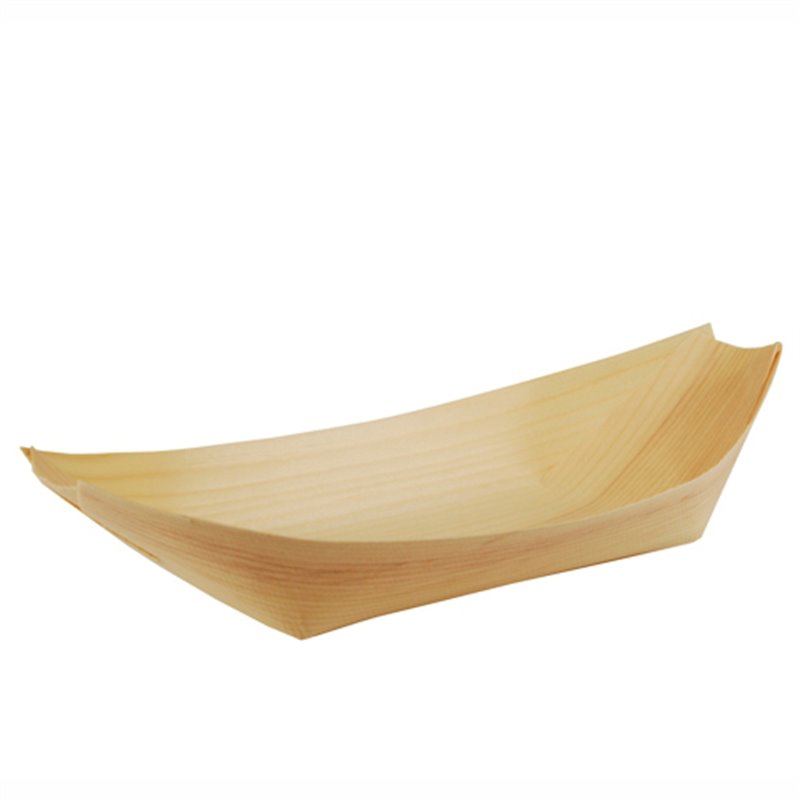 50 stk. Engangsskål båd træ 25 x 10 cm