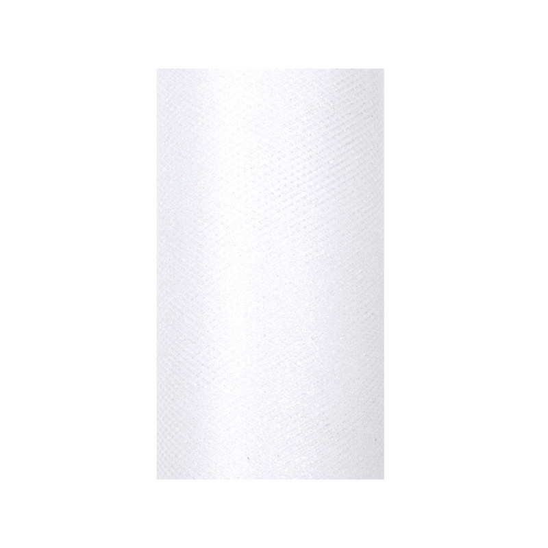 1 stk. Hvid Glitrende Tylrulle, Mål: 0.15 x 9m - Perfekt til Dekoration