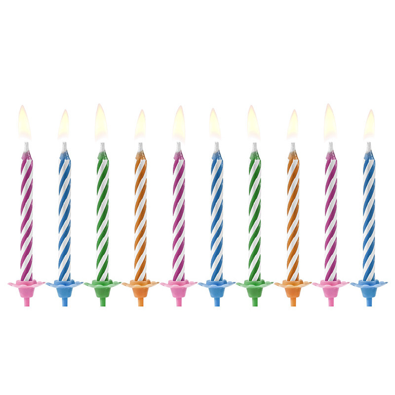 10 stk. Farverige Magiske Fødselsdagslys, 6cm i Blandede Farver