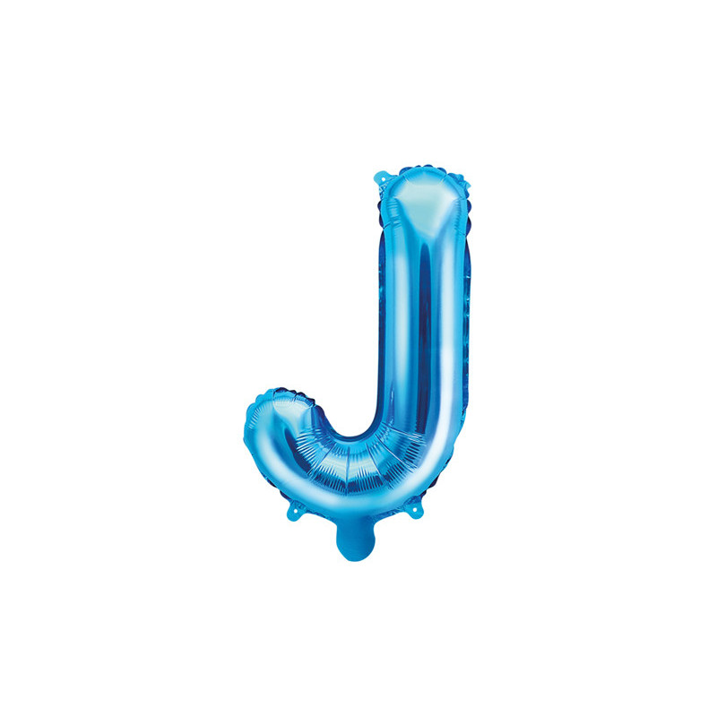 1 stk. Stor Folieballon i Bogstavform 'J', Blå Farve, 35cm