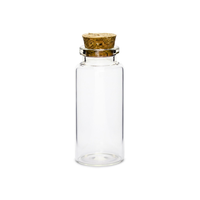 12 stk. Klare Glasflasker med Korkprop, 7,5 cm, 35 ml