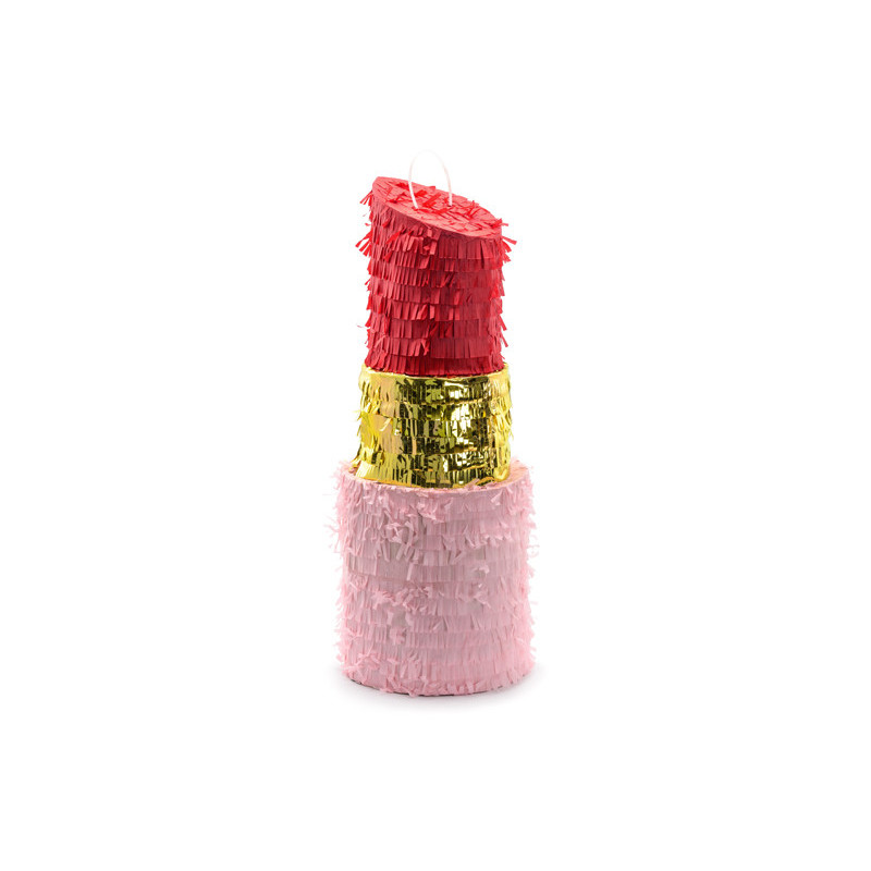 1 stk. Farverig Læbestift Pinata, Klar til Selvfylde, Mål 20x54x20cm