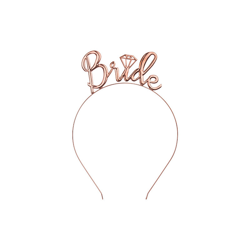 1 stk. Rosaguld Brudehårband med 'Bride' Indskrift, Elegant Design