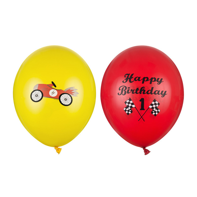 50 stk. Festlige Fødselsdagsballoner, Honninggul & Valmue Rød Mix, 30 cm