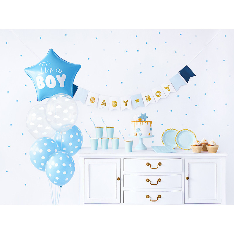 1 sæt Lyseblå Baby Boy Party Box Dekorationssæt - Alt hvad du skal bruge