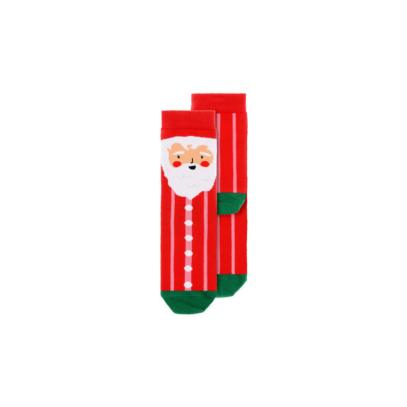 1 stk. Farverig Julestrømpe Santa, Størrelse 27-30 til Børn
