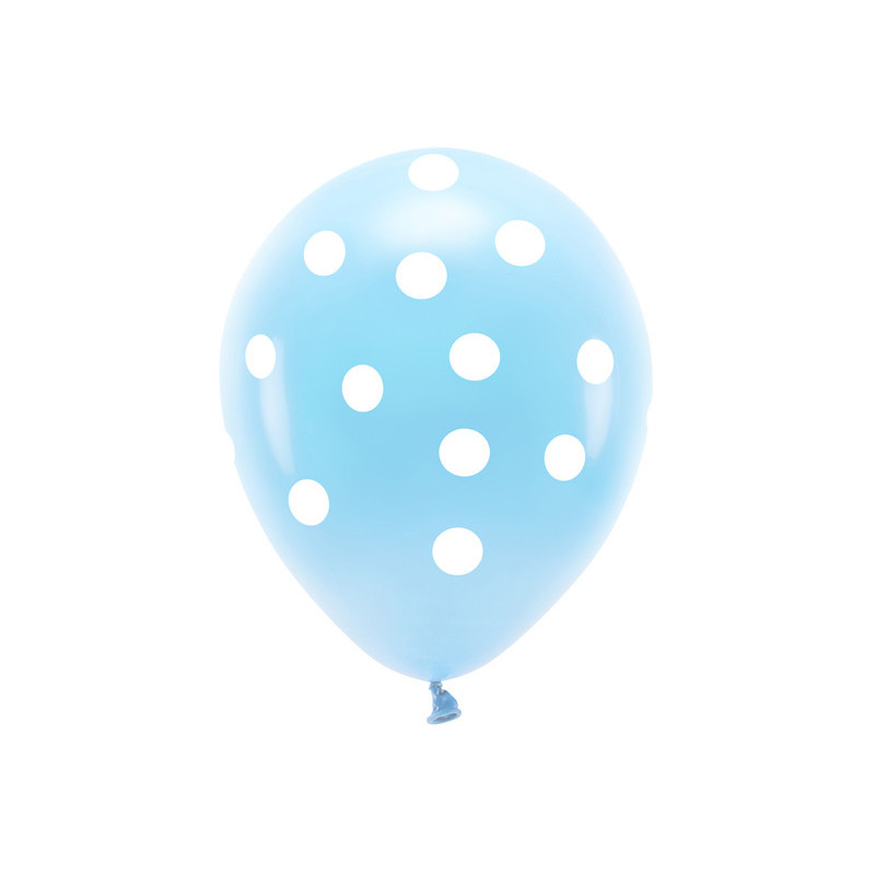 6 stk. Øko-Venlige Pastel Balloner med Prikker, Himmelblå, 33 cm