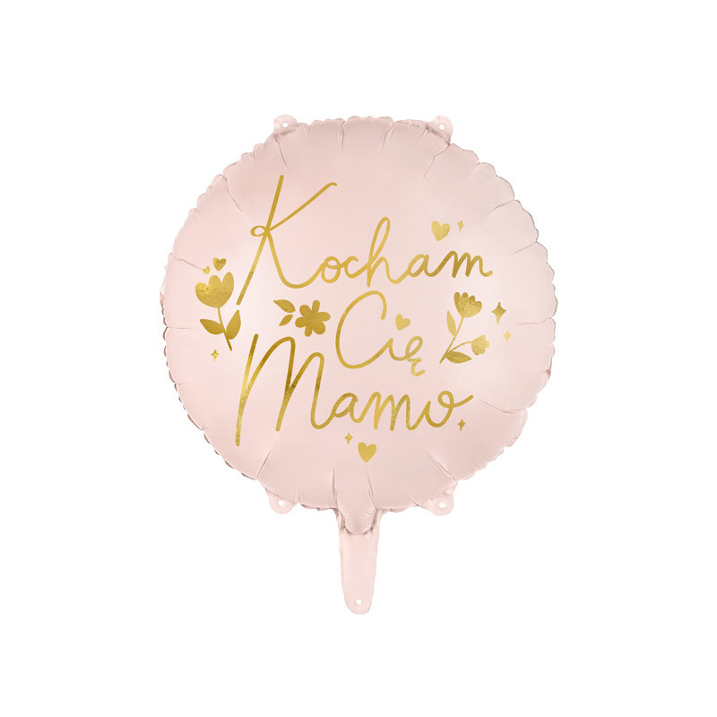 1 stk. "Jeg Elsker Dig Mor" Folieballon, 45 cm, Pink med Guld Skrift