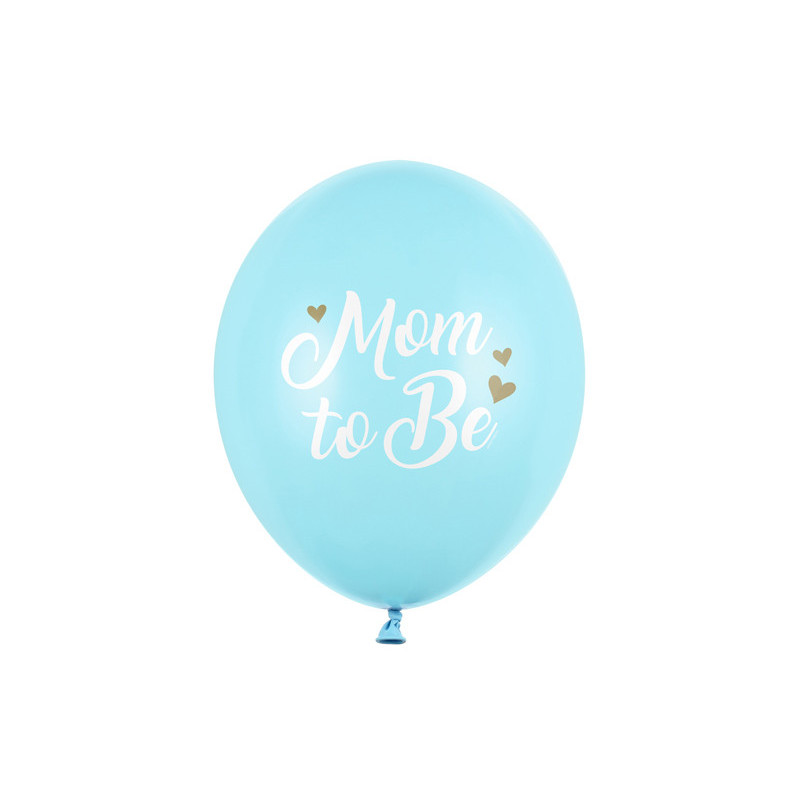50 stk. Pastel Lyseblå 'Mom to Be' Balloner, 30 cm i diameter