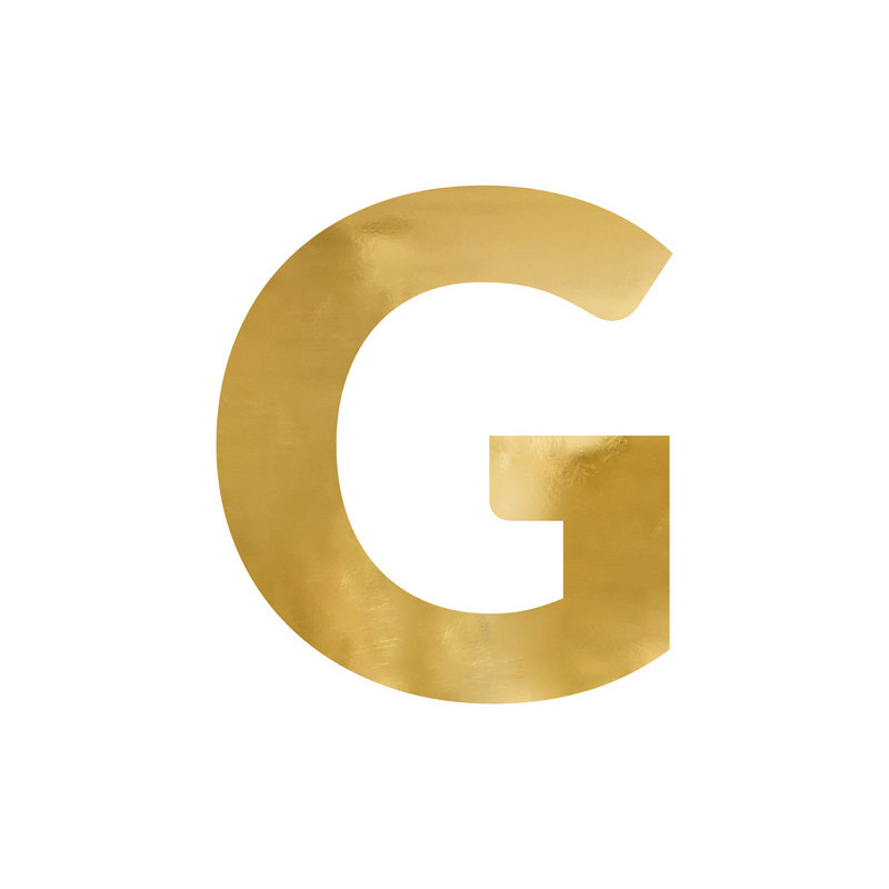1 stk. Gylden Spejlbogstav 'G' i Høj Slagfast Polystyren, 54x61 cm