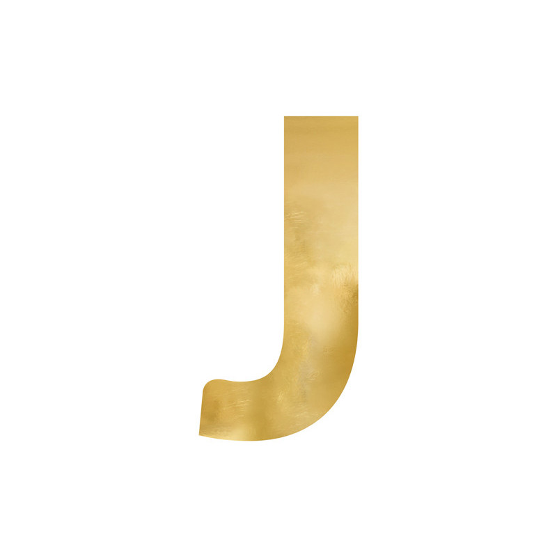 1 stk. Gylden Spejlbogstav 'J' i Slagfast Polystyren, 30x61 cm