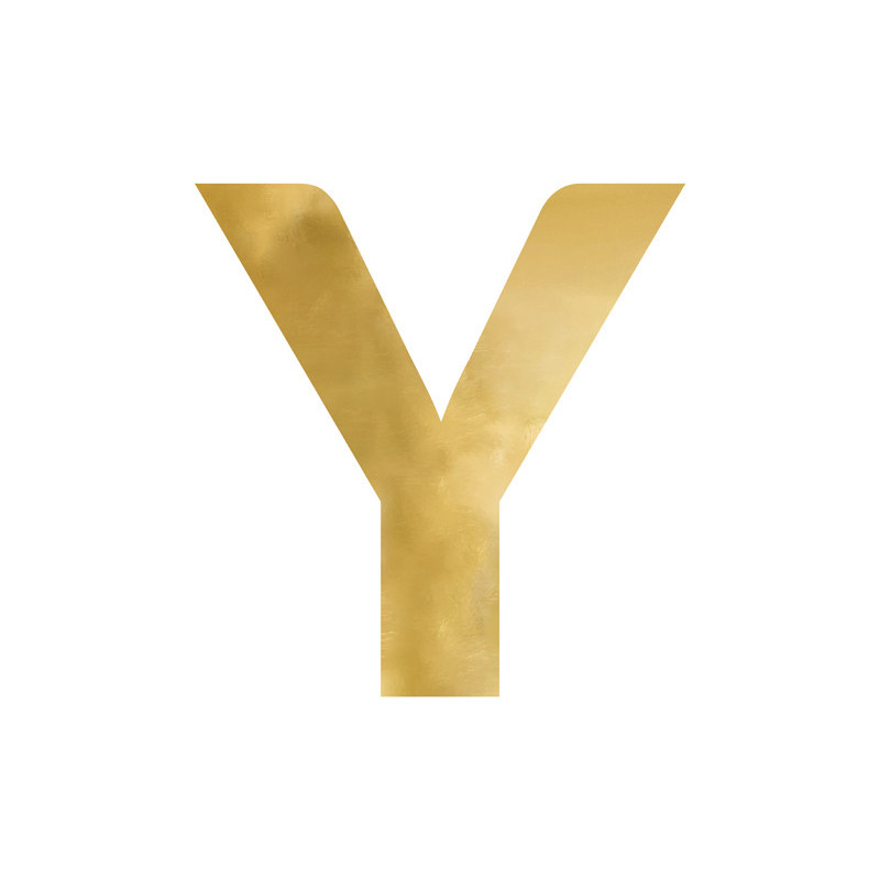1 stk. Gylden Spejlbogstav 'Y' i Slagfast Polystyren, 58x60 cm