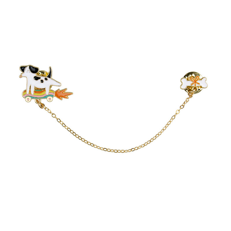 1 stk. Farverig Hundehalsbåndspin med Kæde, 13,5 cm