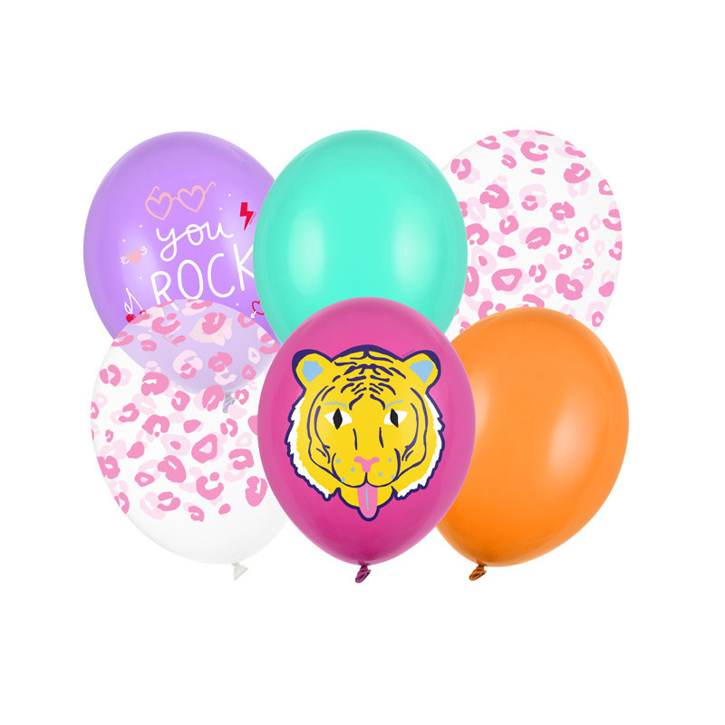 6 stk. Farverige "You Rock" Balloner, 30 cm i Stærk Kvalitet