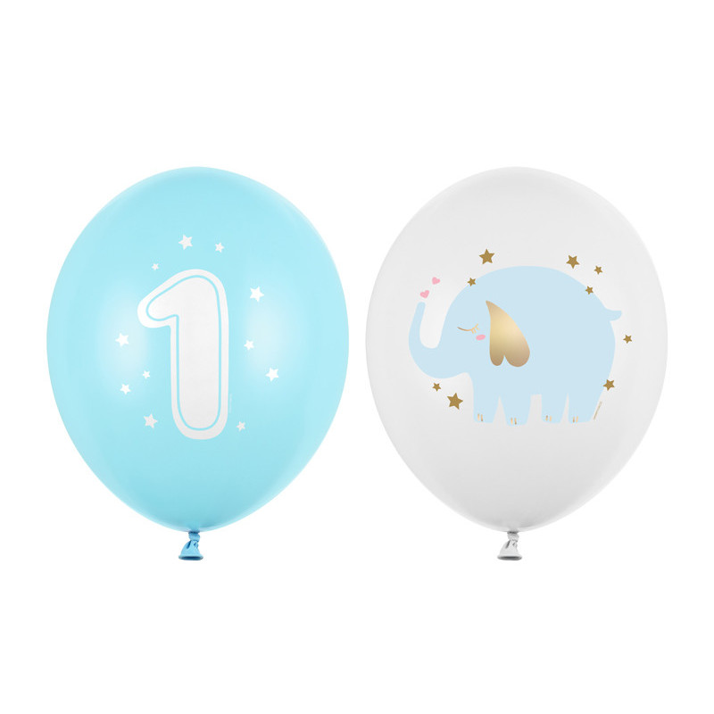 50 stk. Jubilæumsballoner i Pastel Lys Blå og Ren Hvid, 30 cm