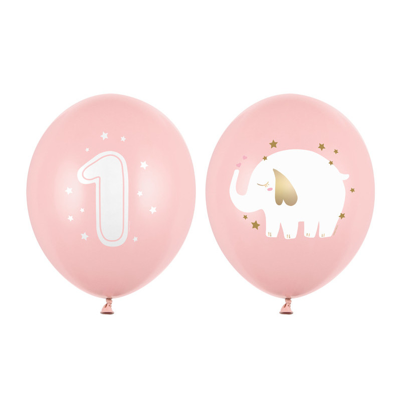 50 stk. Babylyserød Balloner til Første Fødselsdag, 30 cm