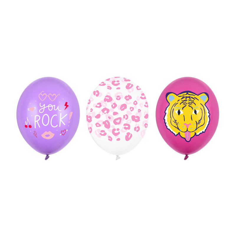 50 stk. Lavendelblå, Krystalklare & Hot Pink Balloner, 30 cm