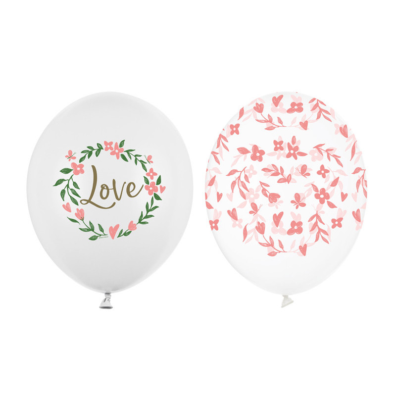 50 stk. Pastelhvid & Krystalklar Kærlighedsballoner, 30 cm
