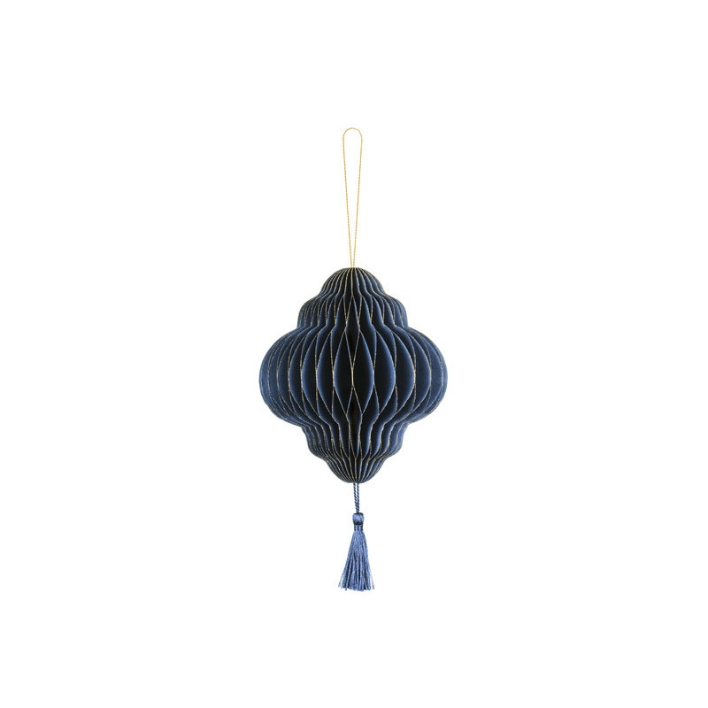 1 stk. Marineblå Bikonvoks Papir Lanterne Ornament, 13,2x15cm