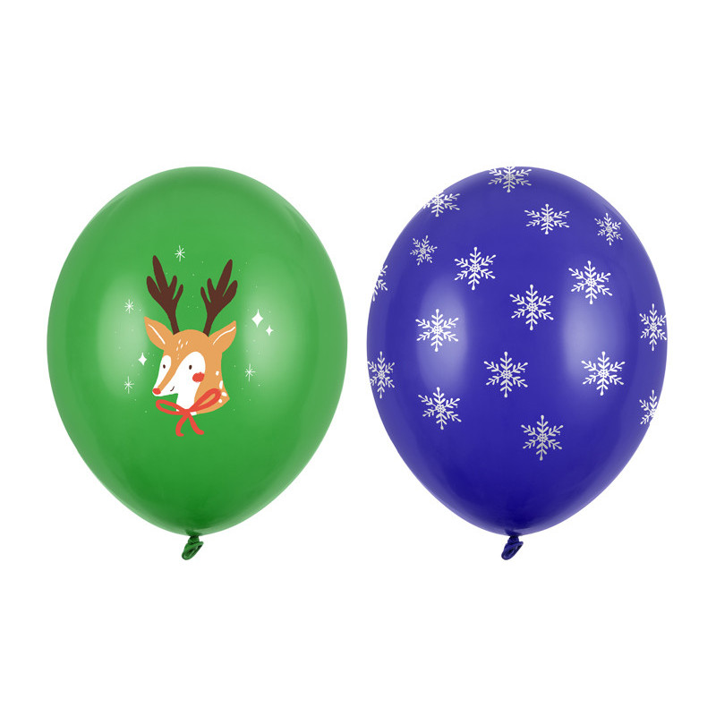 50 stk. Julefest Balloner i Grøn & Blå Mix, 30 cm
