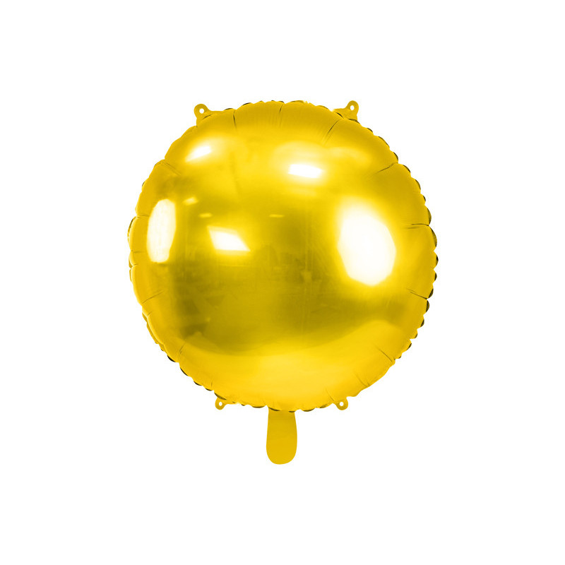 1 stk. Rund Folieballon med Guld Spejl Effekt, 80 cm før oppustning, inkl. sugerør