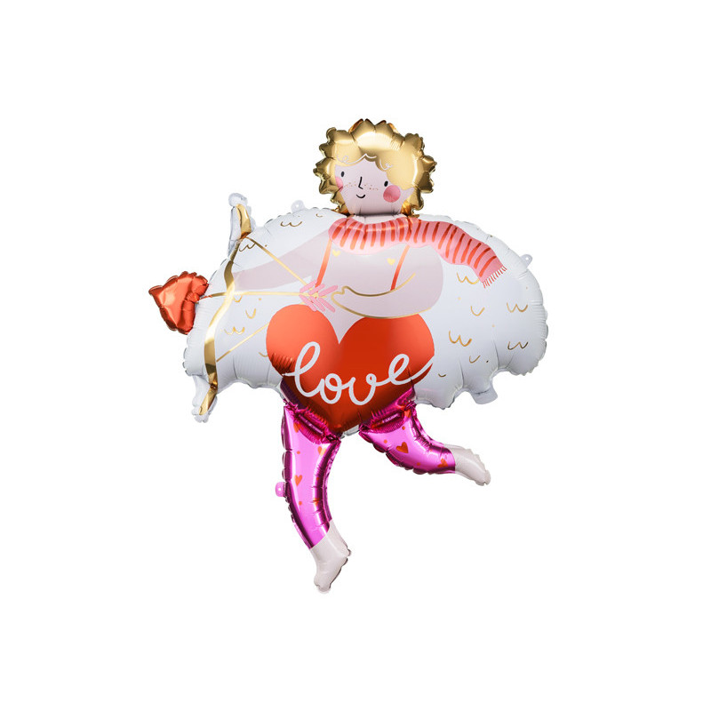 1 stk. Stor Farverig Cupid Folieballon, 82x99 cm før oppustning