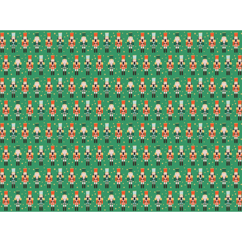 1 stk. Farverigt Nøddeknækker Gavepapir i Grøn, 70x200 cm