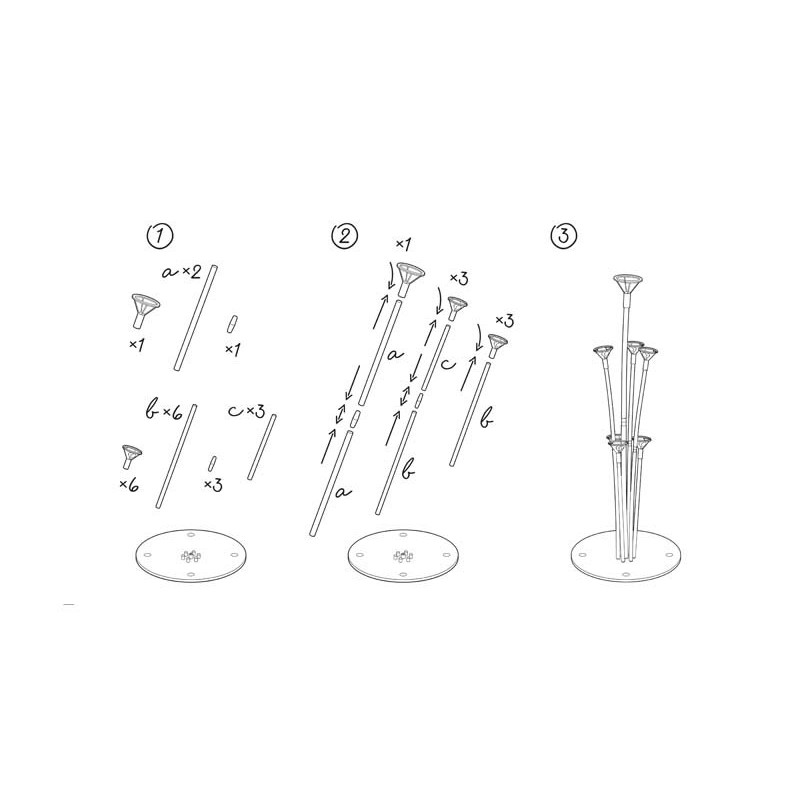 1 stk. Ballonstativ Selvmonterings Ballonholder til 7 Balloner 72 cm 1 stk. Ballonstativ Selvmonterings Ballonholder til 7 Balloner 72 cm