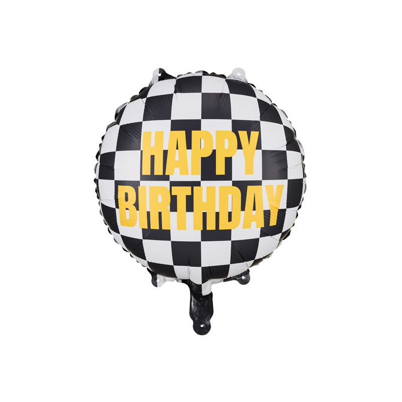 1 stk. Multifarvet Ternet Flag Folieballon til Fødselsdag, 45 cm