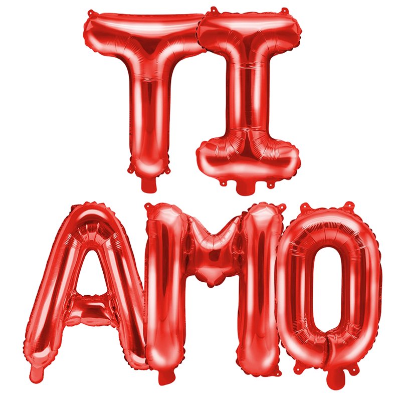Ti Amo - tekst 14" pakket i sæt - rød
