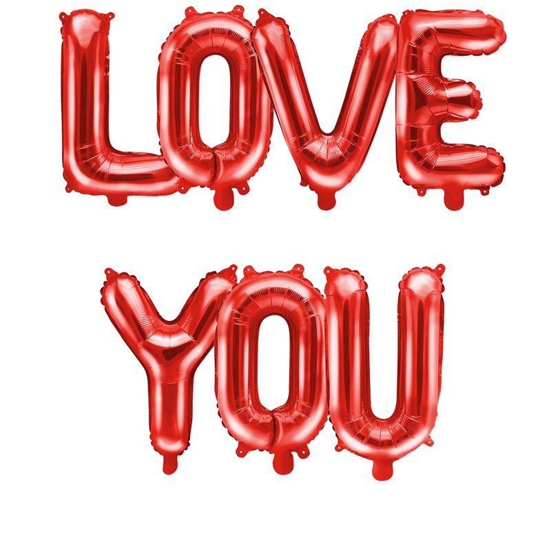 Love You - tekst 14" pakket i sæt - rød