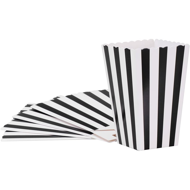 5 stk Popcornbokse i sort og hvid Klassisk Design - Tilføj Ekstra Feststemning til Din Næste Begivenhed