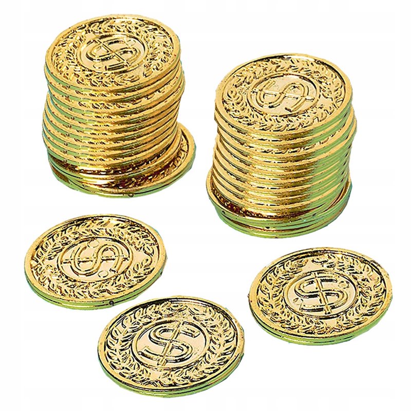144 Stk. Guldmønter dollartegn - Perfekt Tilbehør til Piratfest 