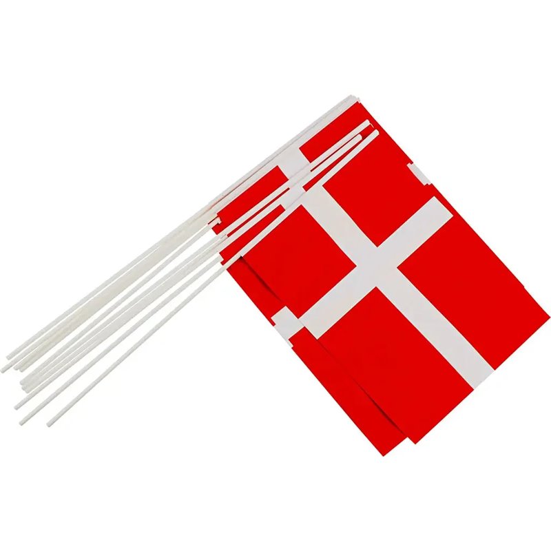 10 stk Dannebrog - Dansk flag på pind A5 - 40 cm 10 stk Dannebrog - Dansk flag på pind A5 - 40 cm