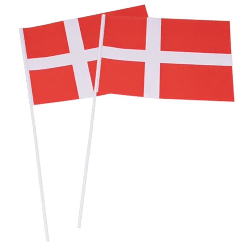  10 stk Dannebrog - Dansk flag på pind A5 - 40 cm