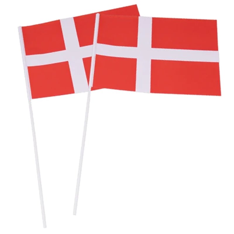 10 stk Dannebrog - Dansk flag på pind A5 - 40 cm 10 stk Dannebrog - Dansk flag på pind A5 - 40 cm