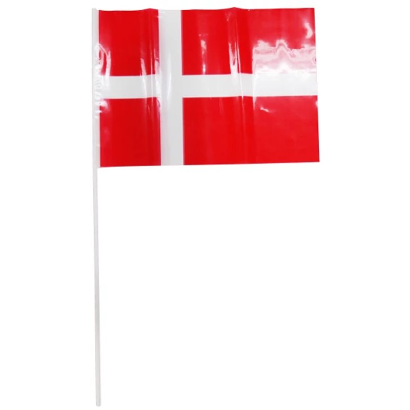10 stk Dannebrog - Dansk Plastikflag på Pind A4 - 50 cm - Velegnet til Udendørs Brug
