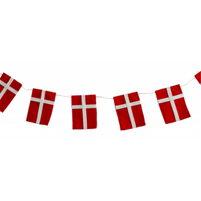 3 Meter Flagguirlande med 16 Filt Flag: Tilføj et Strejf af Dansk Tradition til Din Fest